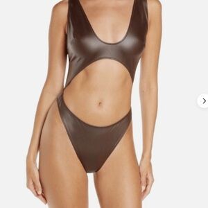 Brown Cutout Swimsuit